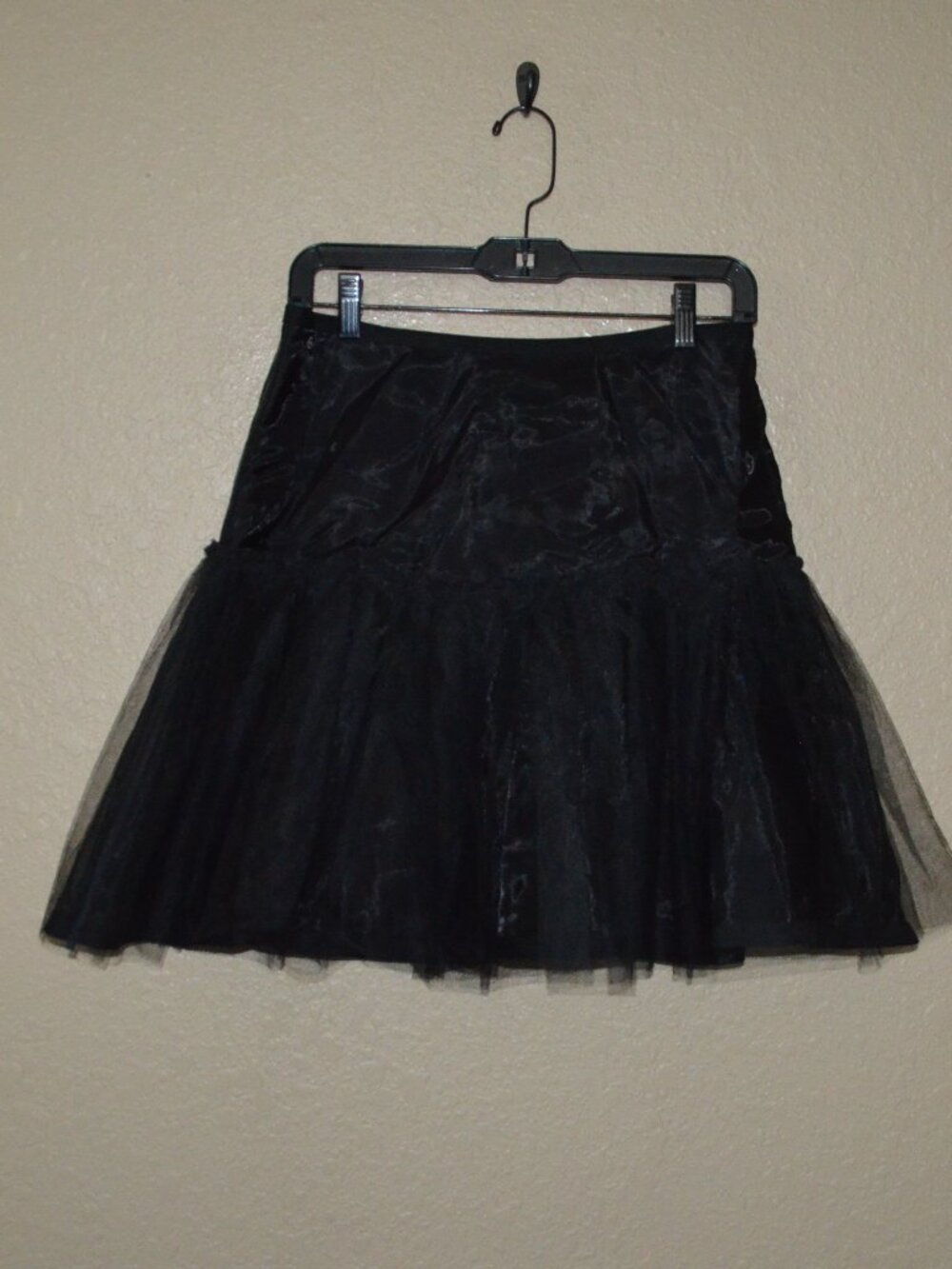 Sz 4 Ralph Lauren Black Tiered Sheer Tulle Overlay Mini Skirt